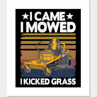 Funny Vintage Lawn Mowing Riding Mowers Dad Gift Posters and Art